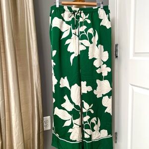 H&M Green Pants with White Leaf Pattern